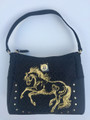 Medium, Hand-Painted Gold Cantering Horse Tommy Hilfiger Black Handbag by Lila