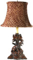 Sitting Fox Lamp With Faux Pheasant Feather Fabric Shade