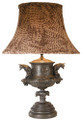Pondering Fox Lamp With Faux Pheasant Feather Fabric Shade