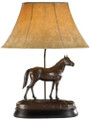 Doc Horse Lamp in Bronze Finish with Faux Leather Shade
