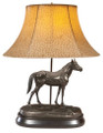 Doc Horse Lamp in Bronze Finish with Linen Shade