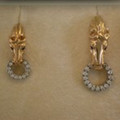 14Kt Yellow or White Gold Large Horse Head with Diamond Ring Earrings