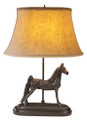 Saddlebred Horse Sculpture Lamp with Linen Fabric Shade and Fabric Lining