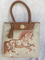 SOLD! Hand Painted Prancing Horse Tan Tommy Hilfiger Handbag by Lila