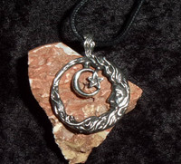 Pewter Moon Pendant with WITCH'S MOON SPELL
