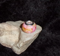 Glass Bead with Pink Dragon