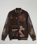 Mens Champions Wool Varsity Jacket Brown
