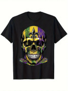 Men's Mardi Gras Skull Graphic T-Shirt Sz. XL