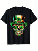Men's Patricks Day Skull Graphic T-Shirt Sz. L