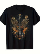 Men's Guitar with Wings Graphic T-Shirt Sz. L