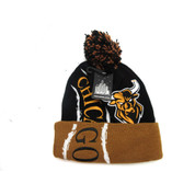 Men's Chicago Black & Timberland Pom Beanie