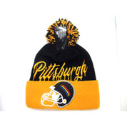 Men's Pittsburgh Drip Pom Beanie Blk\Yel
