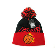 Men's Miami Drip Pom Beanie Blk\Red