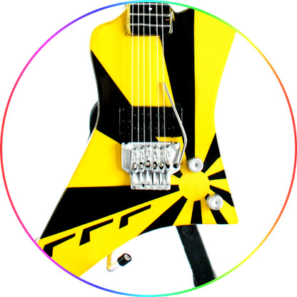 STRYPER Oz Fox Miniature Guitar Replica Collectible Handmade Custom W Rising Sun 777