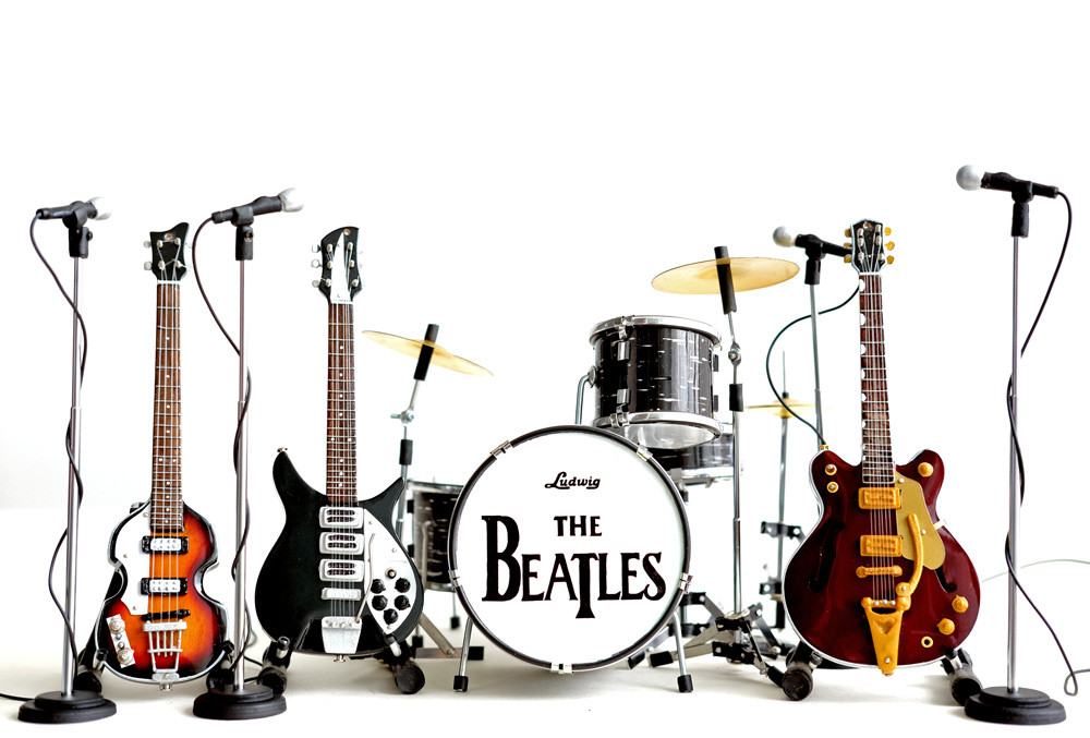 beatles miniature guitars and drums