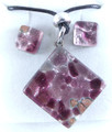 Light Purple Silver Murano Glass Necklace & Earrings Jewelry Set SKU 3xMG