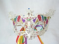 White Metallo Colore Venetian Mask SKU 030Z - White
