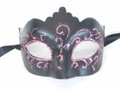 Black Light Pink Colombina Punta Glitter Venetian Masquerade Mask SKU 051glpi