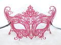 Red Glitter Laser Cut Venetian Masquerade Mask SKU 014Z