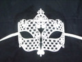 White Glitter Laser Cut Metal Venetian Masquerade Mask SKU 013Z