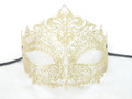 Gold Glitter Laser Cut Metal Venetian Masquerade Mask SKU 005Z
