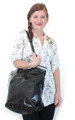 Black Grey Designer Italian Leather Handbag Purse Tote Bag by NICOLI