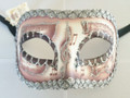 Brown Colombina Pergamena/Silver Trim Venetian Mask SKU 026