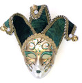 Green  Ceramic Miniature Jester Jollini Venetian Mask SKU P124