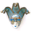 Light Blue  Ceramic Miniature Jester Jollini Venetian Mask SKU P124