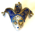 Blue Gold  Ceramic Miniature Jester Jollini Venetian Mask SKU P124