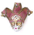 Pink  Gold Ceramic Miniature Jester Jollini Venetian Mask SKU P124