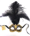Black Gold  Ciuffo  Star Feather Venetian MasqueradeMask SKU 266