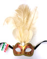 Orange  Gold  Ciuffo  Star Feather Venetian Masquerade Mask SKU 266