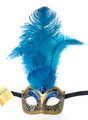 Blue Gold  Ciuffo  Star Feather Venetian Masquerade Mask SKU 266