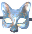 Light Blue Gold Cat Gatto Star Venetian Masquerade Cat Mask SKU 69