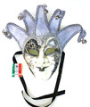 Silver Joker Venezia Punte Maxi Venetian Masquerade Mask SKU 382