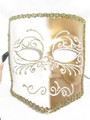 White and Gold Bauta Lillo Venetian Mask SKU 106lwg
