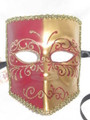Red and Gold Bauta Lillo Venetian Mask SKU 106lrg