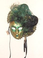 Green Volto Piuma Ventaglio Venetian Mask SKU N469