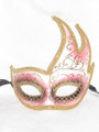 Pink and Gold Colombina Onda Toni Venetian Mask SKU 037tpi