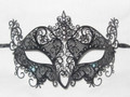 Black Laser Cut Metal Venetian Masquerade Mask with Crystals SKU N524