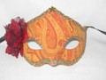 Orange Flower Fabric Colombina Punta Venetian Masquerade Mask SKU 5F