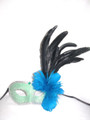 Green Sparkle Fabric Venetian Feather Paper Mache Mask  SKU 7F
