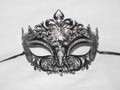 Black  Metallo Strass Laser Cut Metal Venetian Masquerade Mask SKU 007Z