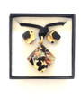 Black Copper Murano Glass Venetian Necklace & Earrings Jewelry Set SKU 1MG