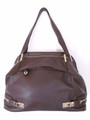 Dark Brown Leather Italian Luxury Handbag Bag Purse Tote by Besso B21
