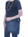 Black Woven Leather Luxury Italian Shoulder Bag Purse by Besso B24