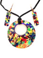 Multi-Color Murano Glass Necklace & Earrings Jewelry Set SKU 17MG