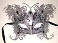 Bellini Gatti Black Green Glitter Butterfly Venetian Masquerade Mask SKU: 001Z