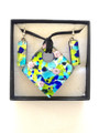 Multi-Color Flowers Murano Glass Necklace & Earrings Jewelry Set SKU 16MG